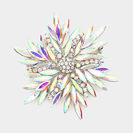 Marquise Stone Cluster Flower Pin Brooch