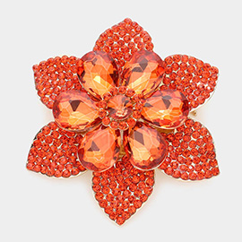 Teardrop Stone Accented Flower Pin Brooch