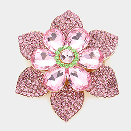 Teardrop Stone Accented Flower Pin Brooch