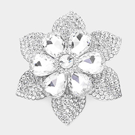 Teardrop Stone Accented Flower Pin Brooch