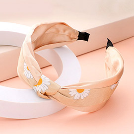 Daisy Flower Pointed Knot Burnout Headband