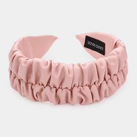 Pleated Solid Faux Leather Headband