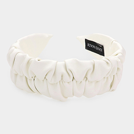 Pleated Solid Faux Leather Headband