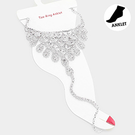 Rhinestone Net Toe Ring Evening Anklet