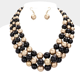 Triple Strand Pearl Chunky Necklace