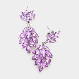 Crystal Marquise Cluster Drop Evening Earrings