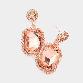 Rhinestone Rectangle Stone Evening Earrings