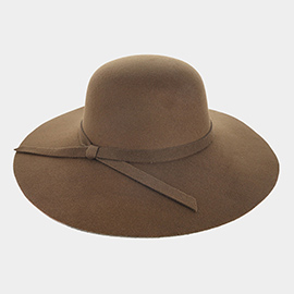 Ribbon Band Pointed Wide Brimmed Floppy Hat