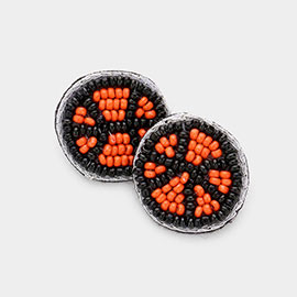 Felt Back Seed Beaded Basketball Stud Earrings