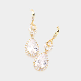 CZ Teardrop Dangle Evening Earrings