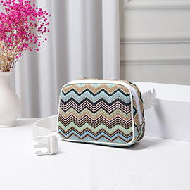 Zigzag Chevron Patterned Straw Sling Bag / Fanny Pack / Belt Bag