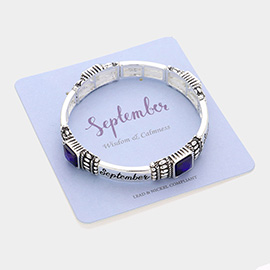 September - Birthstone Accented Stretch Bracelet