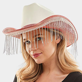 Rhinestone Fringe Glittered Cowboy Hat