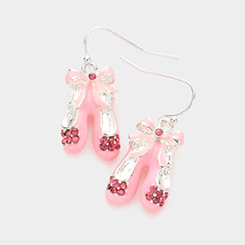 3D Bow Ballerina Shoes Dangle Earrings