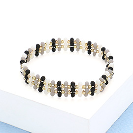 Metal Ball Faceted Beaded Stretch Bracelet