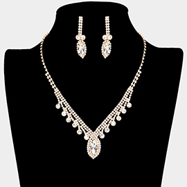 Round Marquise Stone Accented Rhinestone Necklace