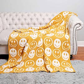 Smile Patterned Reversible Throw Blanket