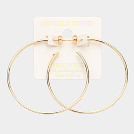 14K Gold Dipped 2.3 Inch Metal Hoop Earrings