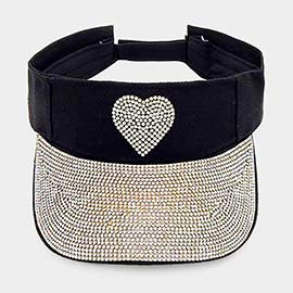 Bling Heart Accented Visor Hat