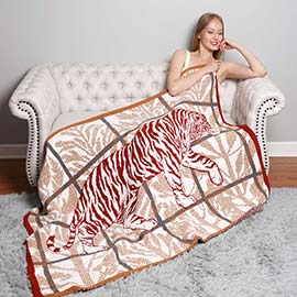 Tiger Accented Forest Throw Blanket