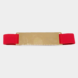 Metal Rectangle Accented Elastic Belt