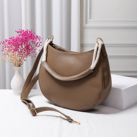 Solid Faux Leather Shoulder / Crossbody Bag