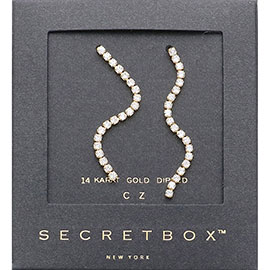 Secret Box _ 14K Gold Dipped CZ Linear Dangle Evening Earrings