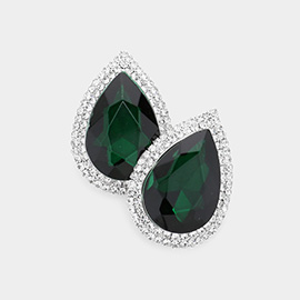 Teardrop Stone Accented Evening Earrings