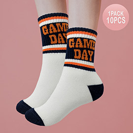 10Pairs - Game Day Message Color Block Socks