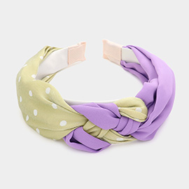 Polka Dot Patterned Braided Headband