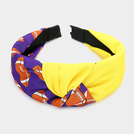 Football Patterned Knot Burnout Headband