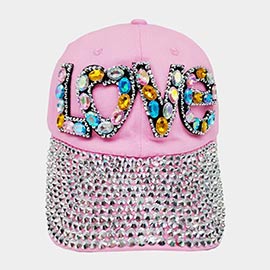 Love Message Bling Stone Studded Baseball Cap