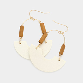 Faux Leather Accented Link Dangle Earrings