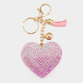 Bling Heart Tassel Keychain