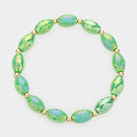 Faceted Oval Beaded Stretch Bracelet