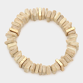 Square Wood Cluster Stretch Bracelet