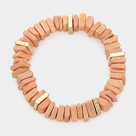 Square Wood Cluster Stretch Bracelet