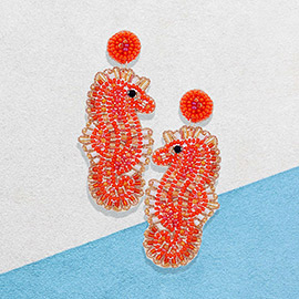 Felt Back Beaded Seahorse Dangle Earrings