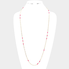 Faceted Rectangle Bead Station Long Necklace