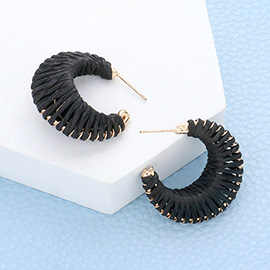 Raffia Wrapped Hoop Earrings