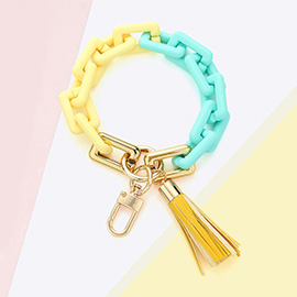 Tassel Charm Open Rectangle Link Keychain / Bracelet