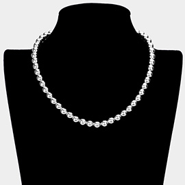 White Gold Dipped Ball Chain Necklace