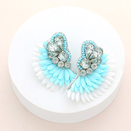 Felt Back Stone Embellished Boho Fringe Earrings