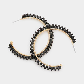 Bead Trimmed Hoop Earrings