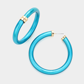 Colored Shiny Tube Hoop Earrings