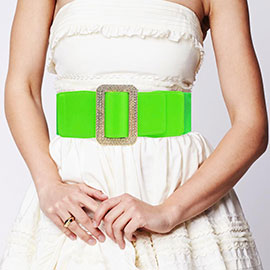 Stone Embellished Open Rectangle Elastic Belt