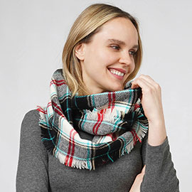 Plaid Check Patterned Infinity Scarf