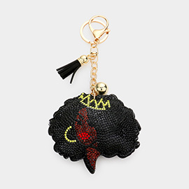 Bling Afro Girl Tassel Keychain