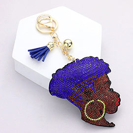 Bling Afro Girl Tassel Keychain