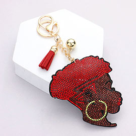 Bling Afro Girl Tassel Keychain